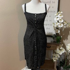 Chic Black Dress with White Dots Sz: L